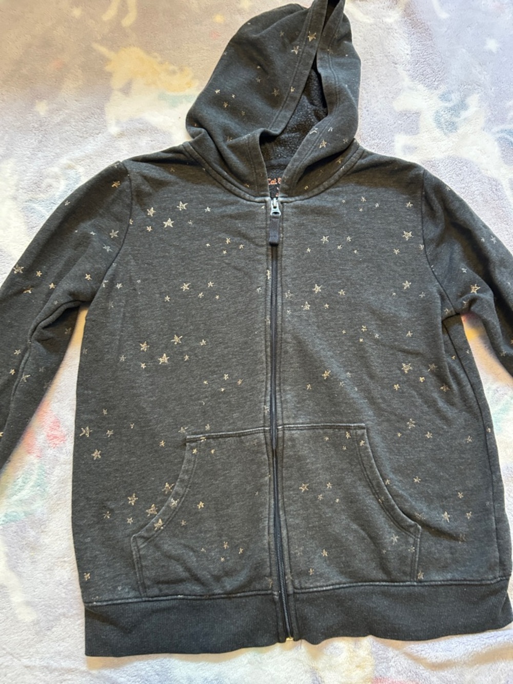 Cat & Jack Charcoal Hoodie with Metallic Star Print